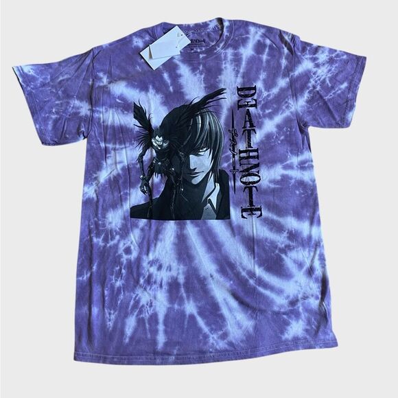 NWT Urban Outfitters Death Note Light & Ryuk Tie Dye T-Shirt Size L Purple Anime - Picture 14 of 16